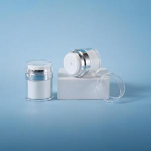 Press Top PP Plastic Vacuum Cream Jar Double-wall Silver Collar Face Cream Jar
