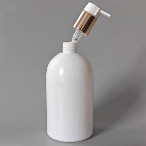 500ml 16oz White PET Plastic Boston Bottle With Lotion Pump For Shampoo