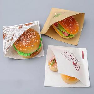 disposable custom printed grease proof food packaging kraft paper hamburger bread bag