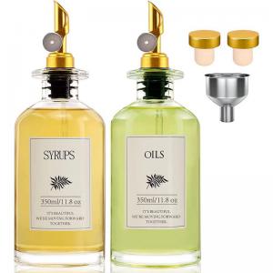 2 Pack 350ml 500ml Glass Olive Oil Dispenser,Syrup Bottles With Metal Pour Spout